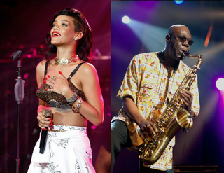 Rihanna; Manu Dibango (Simone Joyner/Rodger Bosch/Getty Images)